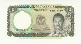 Tanzania 10 Shillings 1966 Aunc P2d @