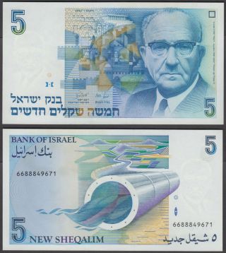 Israel 5 Sheqalim 1987 Unc Crisp Levi Eshkol Km 52b Note