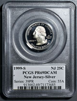 1999 - S Silver Proof Jersey State Quarter,  Pcgs Certified Pr69dcam Lo2