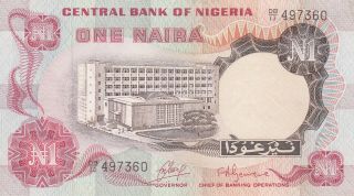 1 Naira Aunc Banknote From Nigeria 1973 Pick - 15a