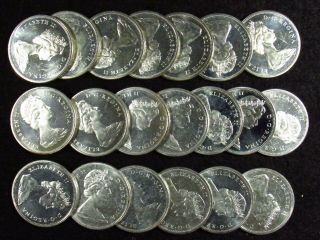 1965 Canadian Silver Dollars BU/PL 20 COIN FULL ROLL 80 SILVER 2 2