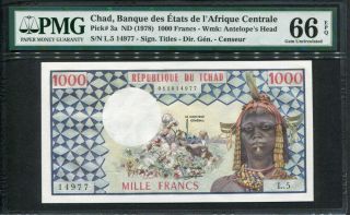 Chad 1978,  1000 Francs,  P3a,  Pmg 66 Epq Gem Unc