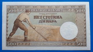 Yugoslavia,  Serbia; 500 dinara 1942,  WWII,  AUNC 2