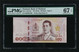 2018 Thailand Bank Of Thailand 100 Baht Pick Unailand Pmg 67 Epq Gem Unc