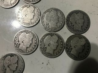 10 Different Date/mint Barber Quarters - Many Mintmarks 1907 - 1912