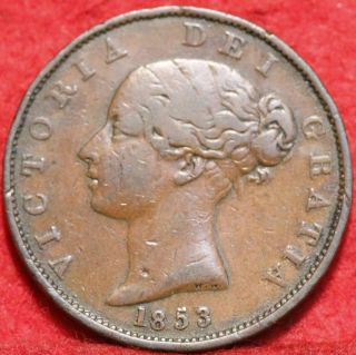 1853 Great Britain 1/2 Penny Foreign Coin