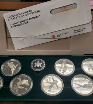 1988 Calgary Olympics Silver Coins (10) Ogp Box Proof Bullion Canadian