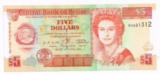 1996 Belize Five Dollars Note - P58