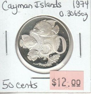 Cayman Islands 50 Cents 1974 Silver Circulated