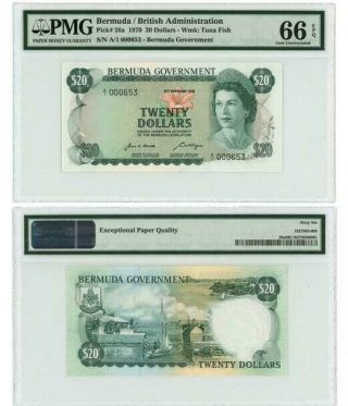 Bermuda - 20 Dollars 1970,  Pmg Gem Uncirculated 66 Epq