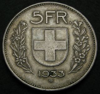 Switzerland 5 Francs 1933 B - Silver - Vf - 3352