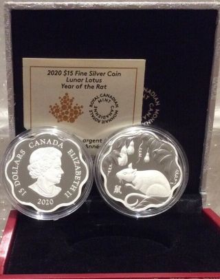 2020 Rat Lunar Lotus Year Of The Rat $15 Pure Silver Proof Canada Coin: Vision