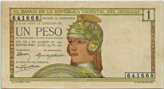Rare Uruguay 1 Peso 1930 (18 - 07 - 1930) P - 17a Banknote