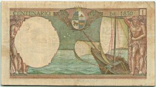 RARE Uruguay 1 Peso 1930 (18 - 07 - 1930) P - 17a Banknote 2