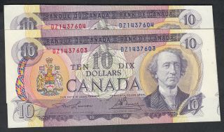 1971 Bank Of Canada 10 Dollars Bank Notes Cut Off Size Error X 2 Consecutive