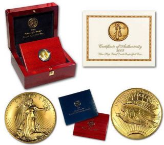 2009 Ultra High Relief Gold Double Eagle $20 Us Coin W/box And