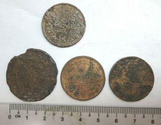 4 Thailand Att Or Fuang Copper Coins King Rama V,  1887 - 1895,  Thai Siam Kingdom