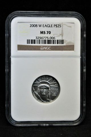 2008 - W 1/4oz American Platinum Eagle $25 - Ngc Ms70