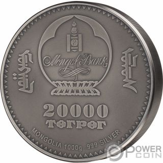 AMMONITE Evolution of Life 1 Kg Kilo Silver Coin 20000 Togrog Mongolia 2018 2