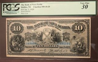 The Bank Of Nova Scotia 1928 $10 Bill Graded Very Fine 30