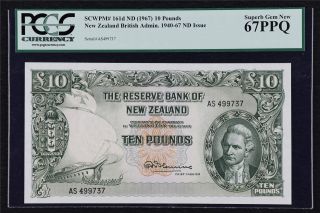 1940 - 67 Zealand British Admin 10 Pounds Scwpm 161d Pcgs 67 Ppq