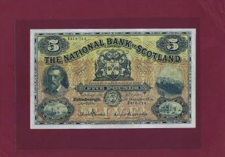 Scotland The National Bank 5 Pounds 1956 P - 259 Ef - Aunc