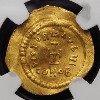 Heraclius.  610 - 641.  Gold Tremissis.  Cross.  NGC XF 2