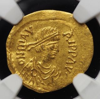 Maurice Tiberius Gold Tremissis,  Ad 582 - 602,  Ngc Ch Xf