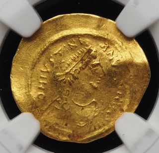 Justinian I.  527 - 565.  Gold Tremissis.  Constantinople.  Ngc Vf