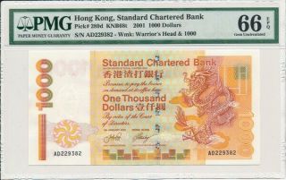 Standard Chartered Bank Hong Kong $1000 2001 Pmg 66epq