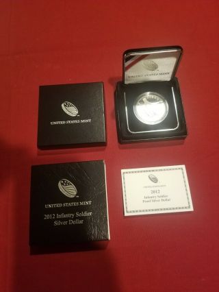 2012 - W Infantry Soldier Commemorative Proof Silver Dollar With Ogp