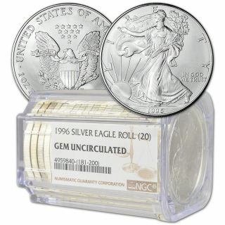 Roll Of 20 - 1996 American Silver Eagle - Ngc Gem Uncirculated