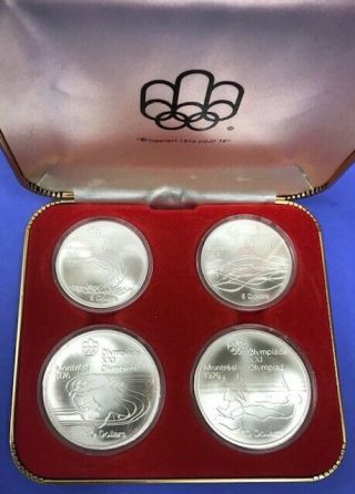Canada 1975 Olympics Silver Coin Set Of 4 Coins Montreal 1976 Unc 5 - 10 Dollars