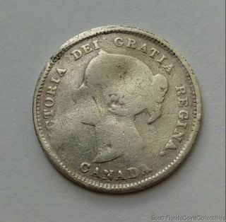 KEY DATE LOW MINTAGE 1884 Canada 5 Cent.  925 Silver Coin 2