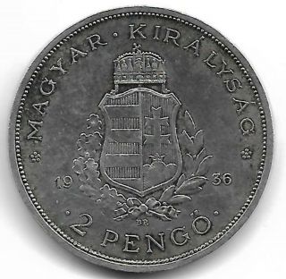 Hungary 1936 2 pango silver coin 2