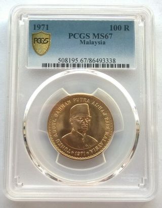 Malaysia 1971 Minister Abdul 100 Ringgit Pcgs Ms67 Gold Coin,  Unc
