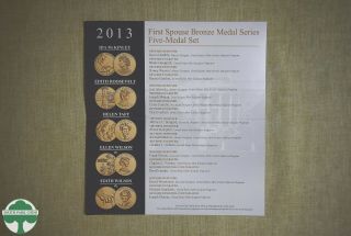 2013 FIRST SPOUSE BRONZE MEDAL SERIES FIVE - MEDAL SET W/ ENVELOPE - U.  S. 5