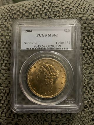 1904 $20 Liberty Gold Double Eagle Pcgs Ms62