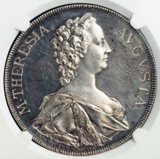 1888,  Austria.  Silver " Maria Theresa Monument " Thaler Numistaler Medal.  Ngc Ms62