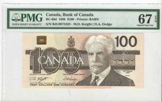 Ta0062 1988 Canada 100 Dollars Bc - 60d Pmg 67 Epq Gem Unc