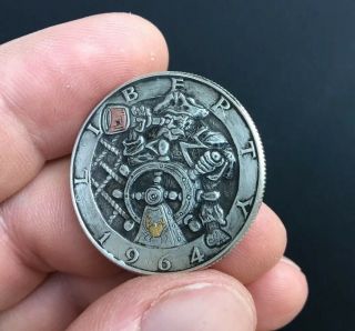 Hobo Nickel Hand Carved Silver Kennady 50 Cent 1964