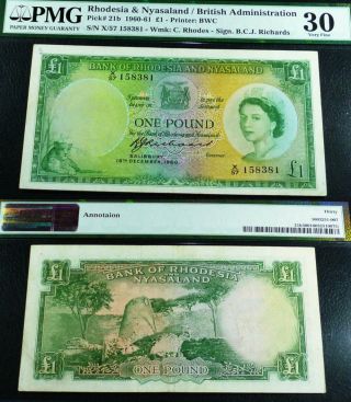Rhodesia & Nyasaland 1960 One Pound Pmg 30