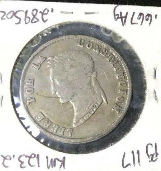 1854mj Bolivia 4 Soles Silver Coin Republica Boliviana Libre Por La Constitucion