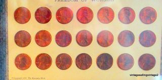 1974 Kennedy Lincoln Memorial Coins Freedom of Worship Pennies Framed ^ 3