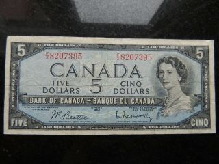 1954 Bank Of Canada $5 Five Dollars Beattie Rasminsky F/x 8207395 Modified