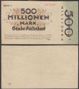 Germany 500 Millionen Mark 1923 (vf, ) Banknote Dusseldorf