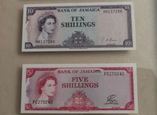 1960 5 & 1 Pounds & 10 & 5 Shillings Bank Of Jamaica Banknote. 5