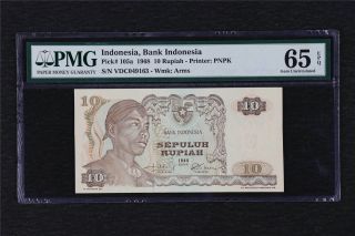 1968 Indonesia Bank Indonesia 10 Rupiah Pick 105a Pmg 65 Epq Gem Unc