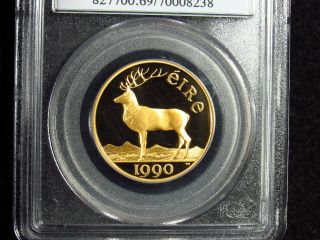 1990 Ireland 50 Gold Ecu Pcgs Pr69 (238) Ti Neat Case