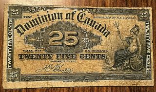 1900 Dominion Of Canada 25 Cents Paper Bill Money